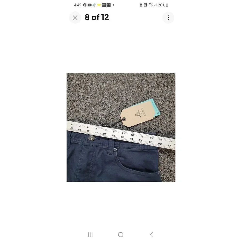 Prana Bridger Jeans Mens 30x36 Indie Blue Slim Straight Stretch 5 Pocket Organic